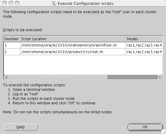 Execute Configuration Scripts dialog